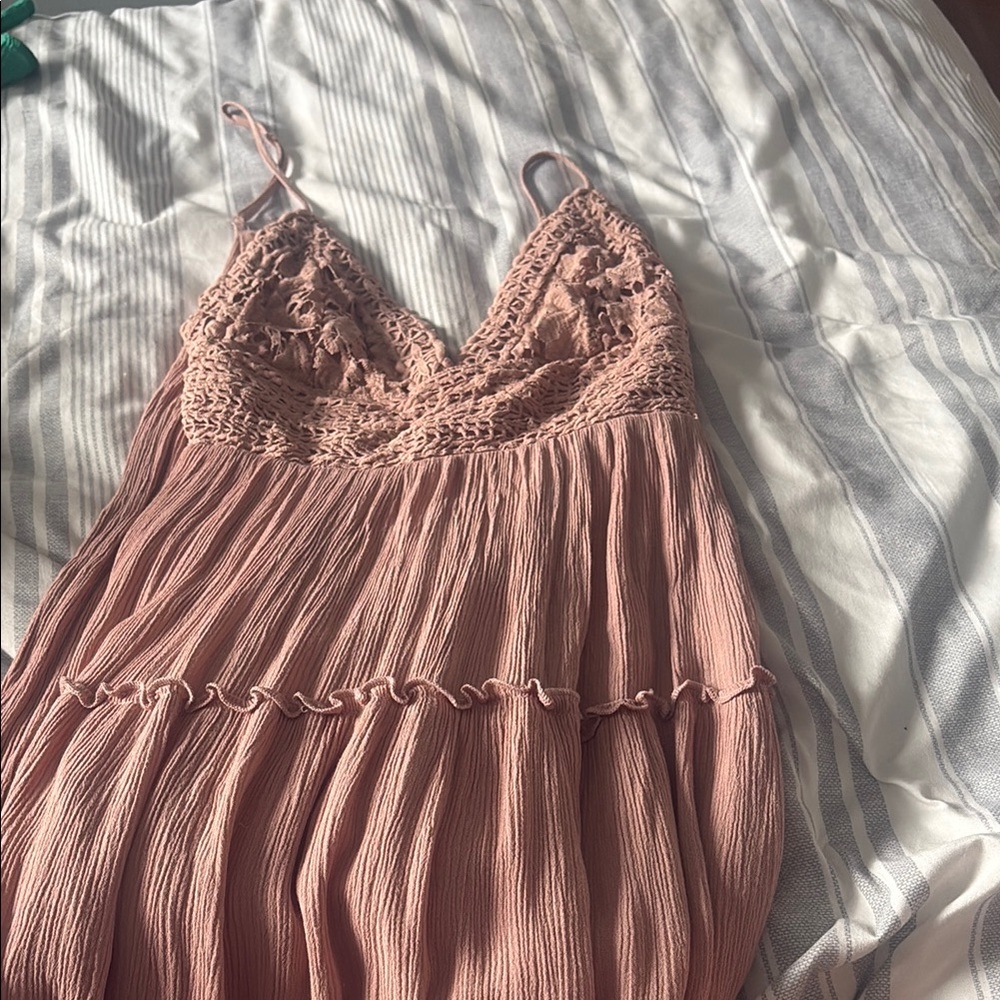 Pink Lace and Pleated Dress